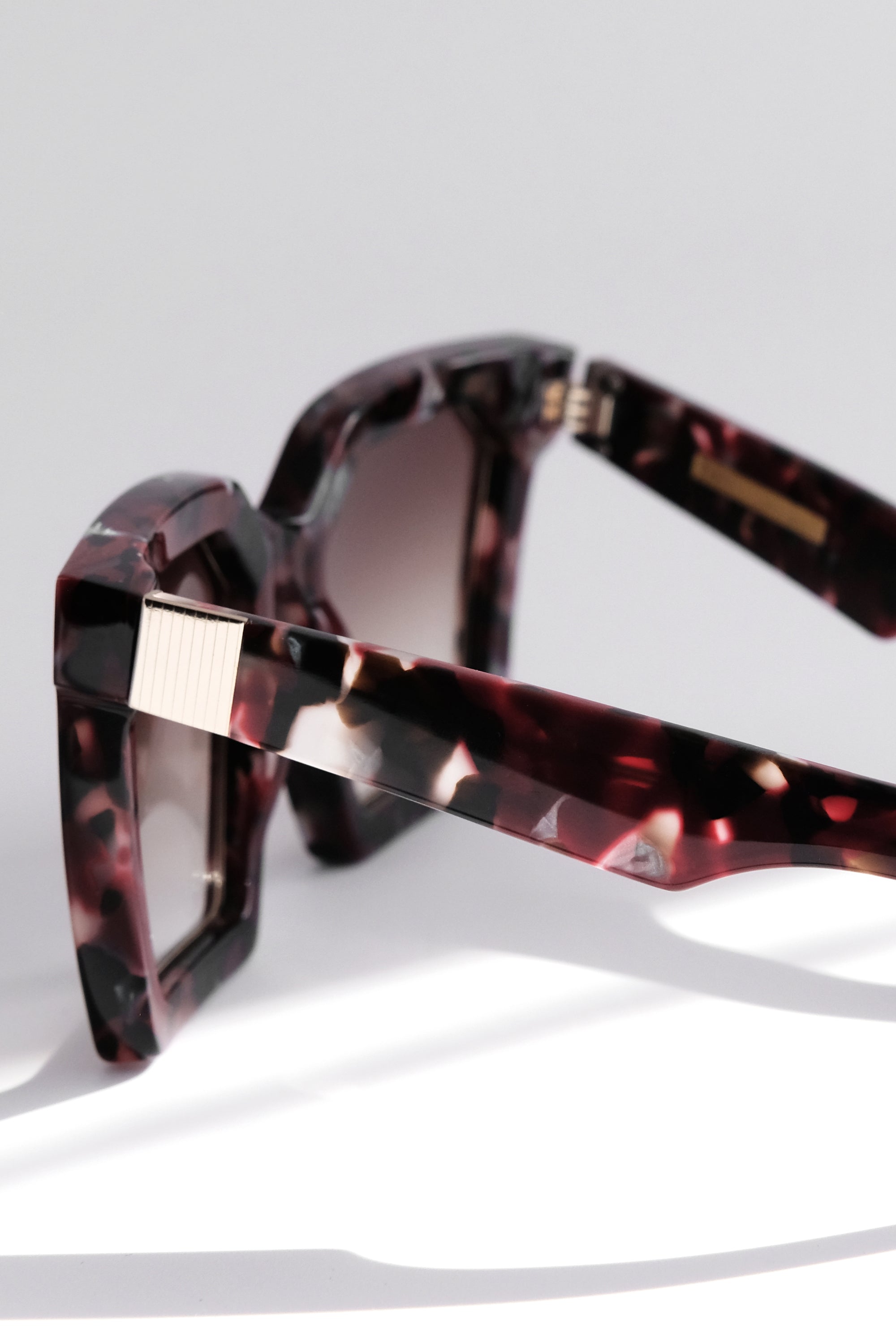 Oversized Square Frame Acetate Sunglasses, Maroon Red Glasses